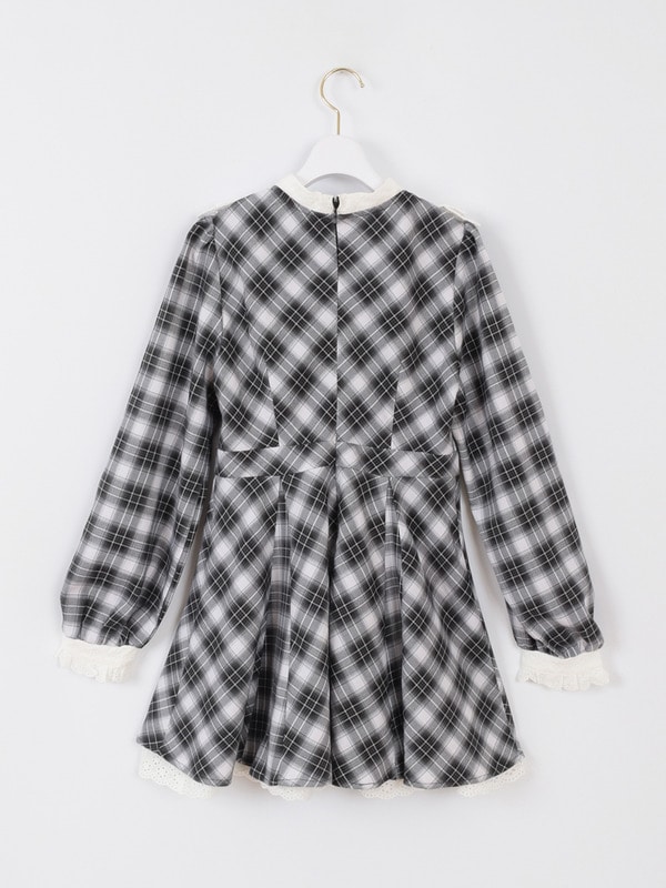 レースリボンチェックミニワンピース｜evelyn（エブリン）公式通販サイト