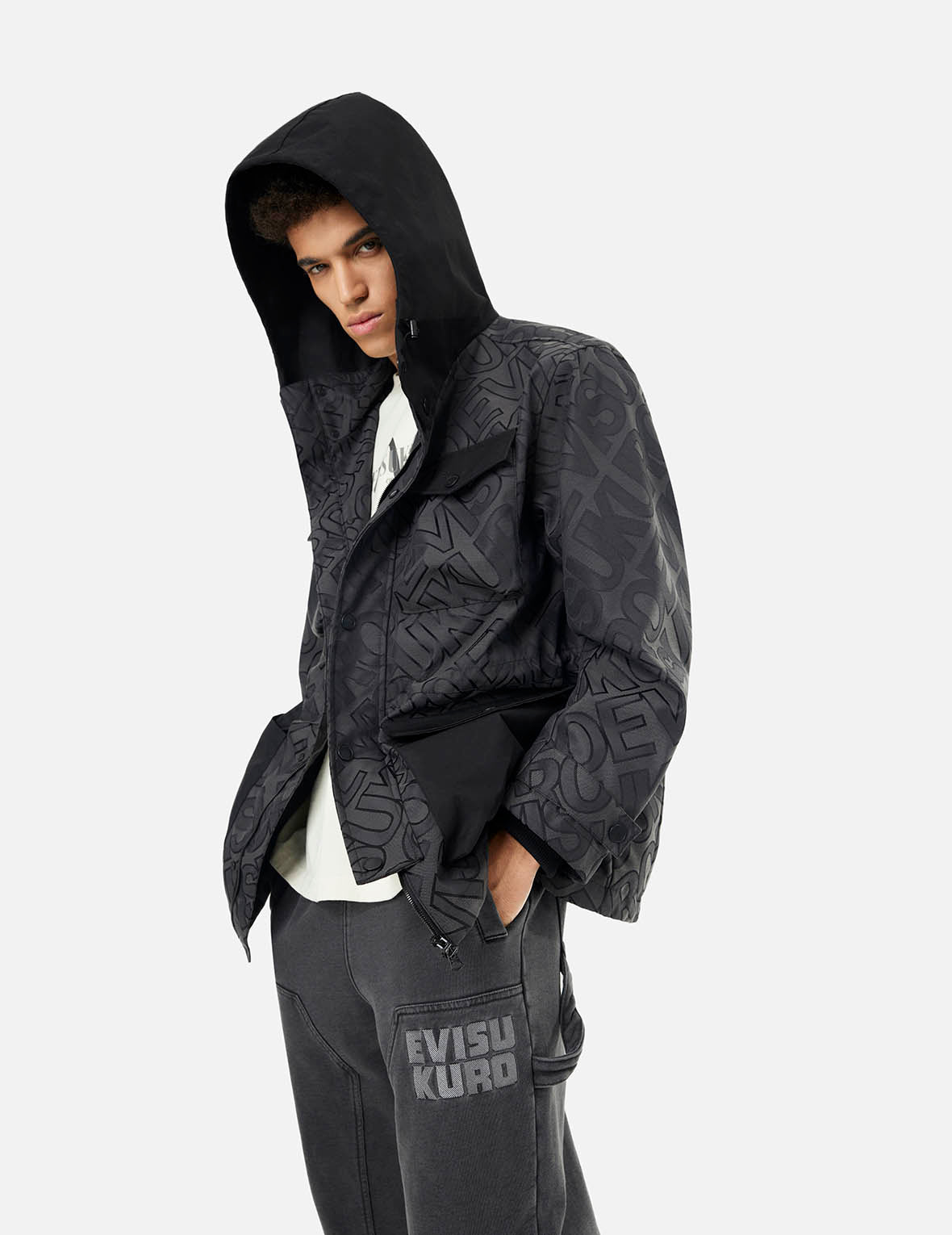 Allover Logo Jacquard and Multi Pocket Relax Fit Jacket – EVISU