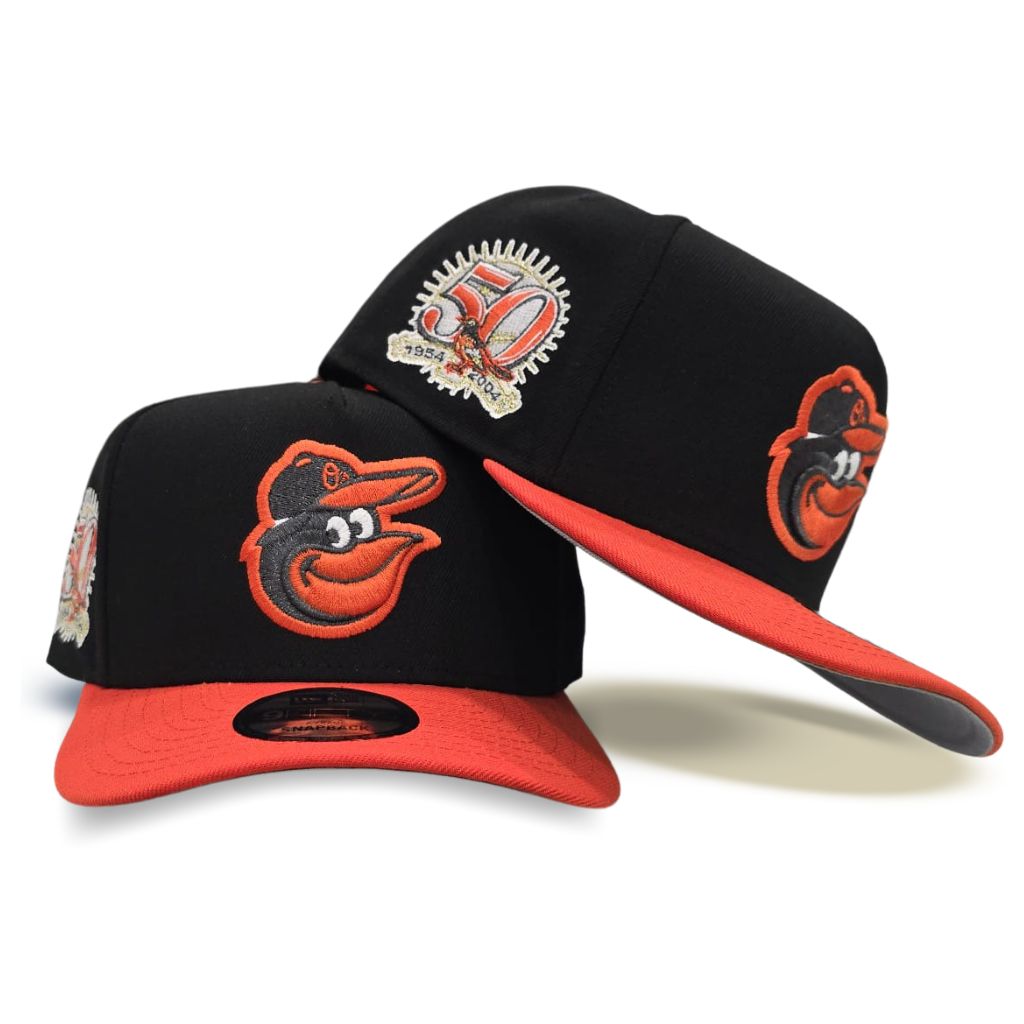 Black Baltimore Orioles Curved Orange Brim Gray Bottom 50th