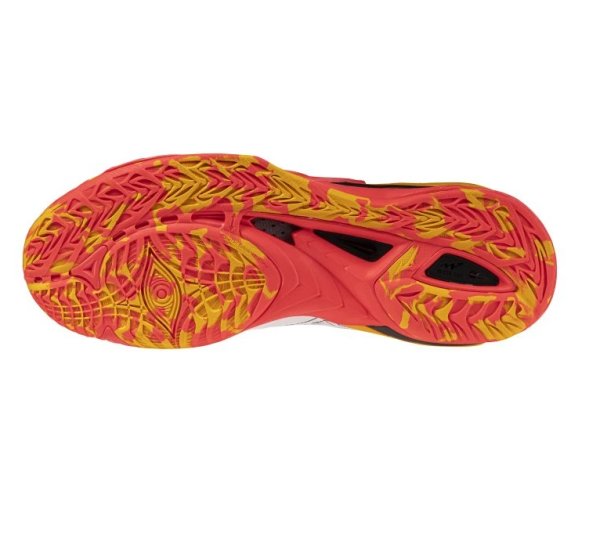 MIZUNO Hallenschuh WAVE MIRAGE 5 - White / Fiery Coral 2 / Citrus