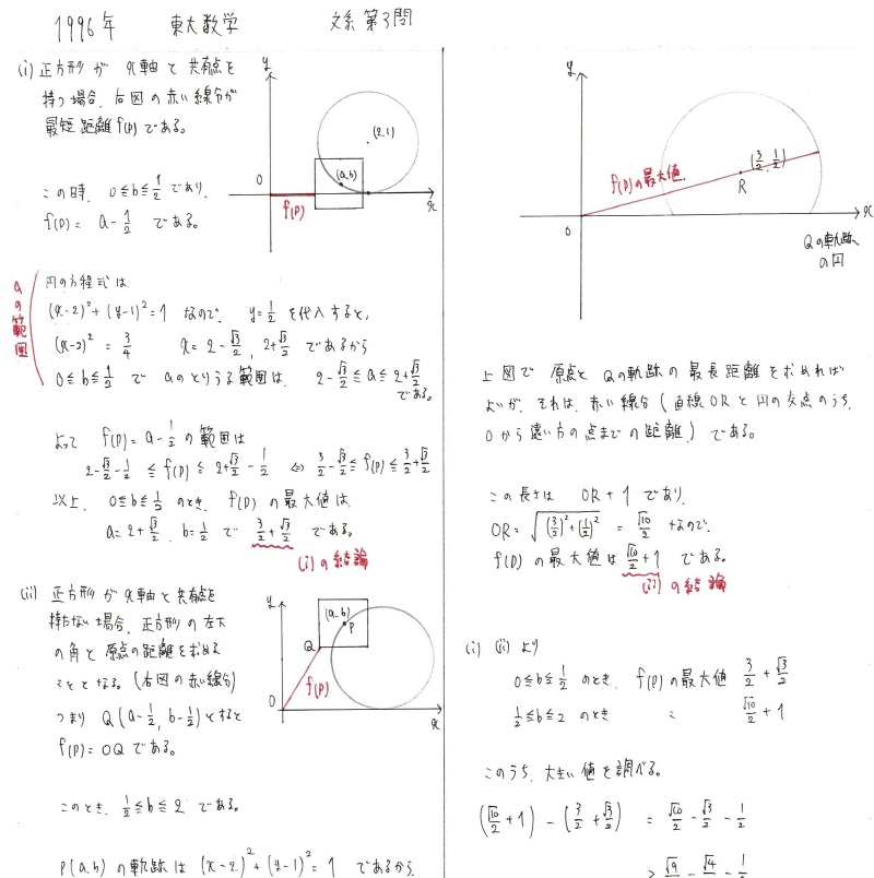 1996年東大文系数学（第3問）入試問題の解答（答案例）・解説 | 日本で