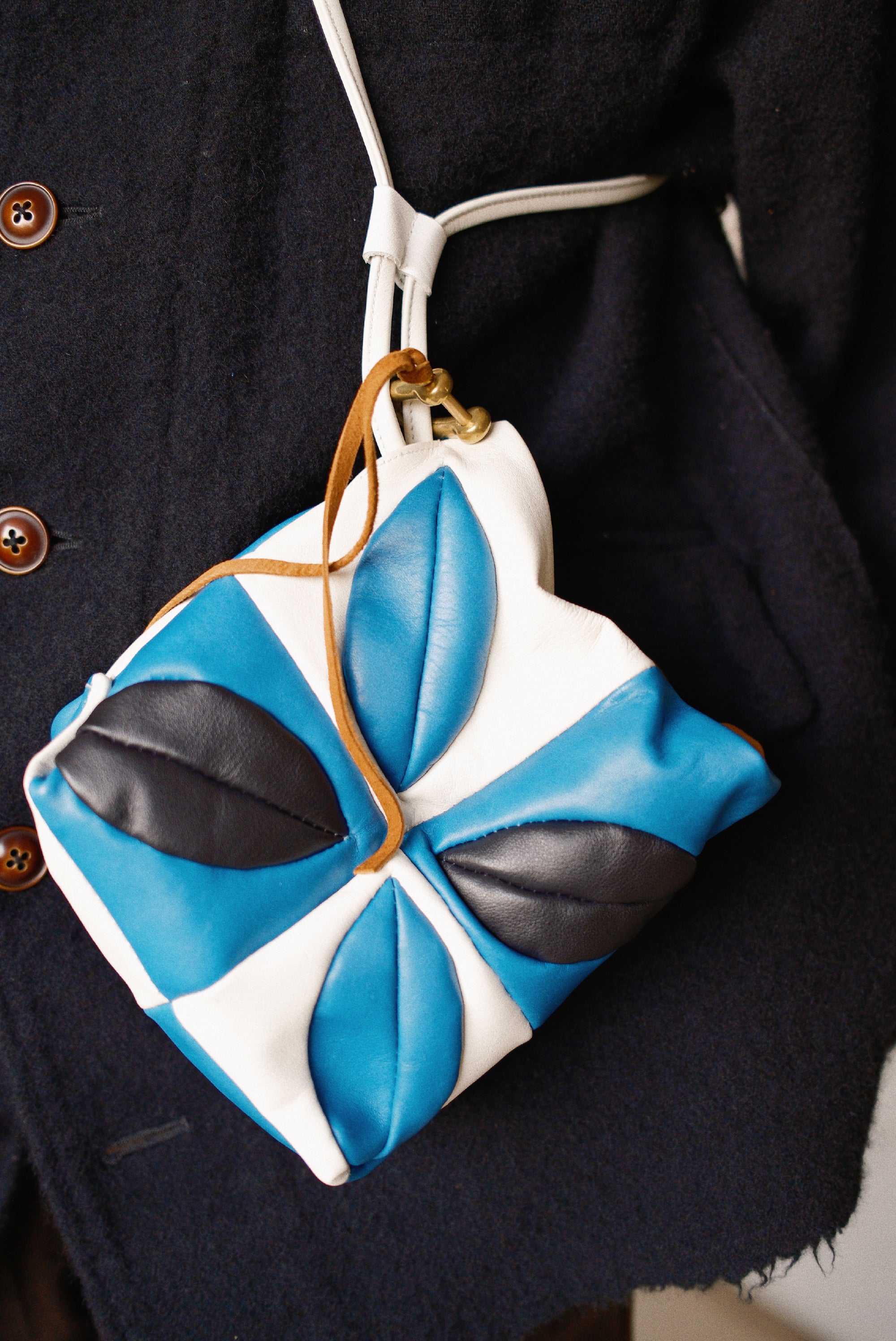 Hand-Patchwork Leather Bag Blue – EYE/KHOKI