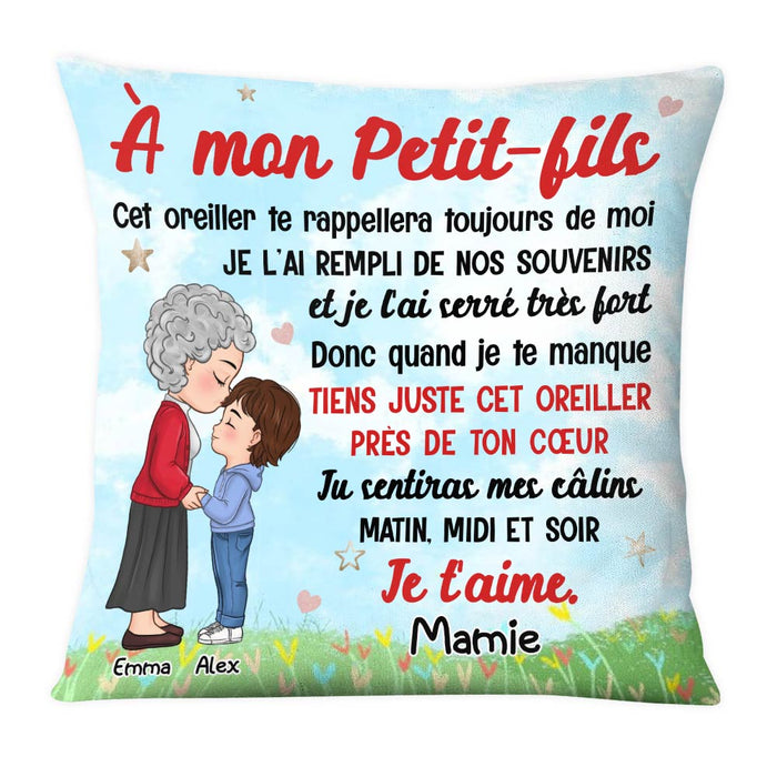 Personalized 'À Mon Petit-fils' French Pillow: Gift For Grandson