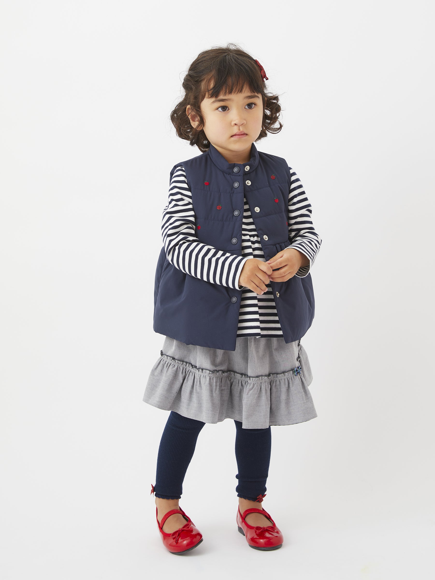 ファミリア familiar リバーシブルスカート シャンブレー チェック 90