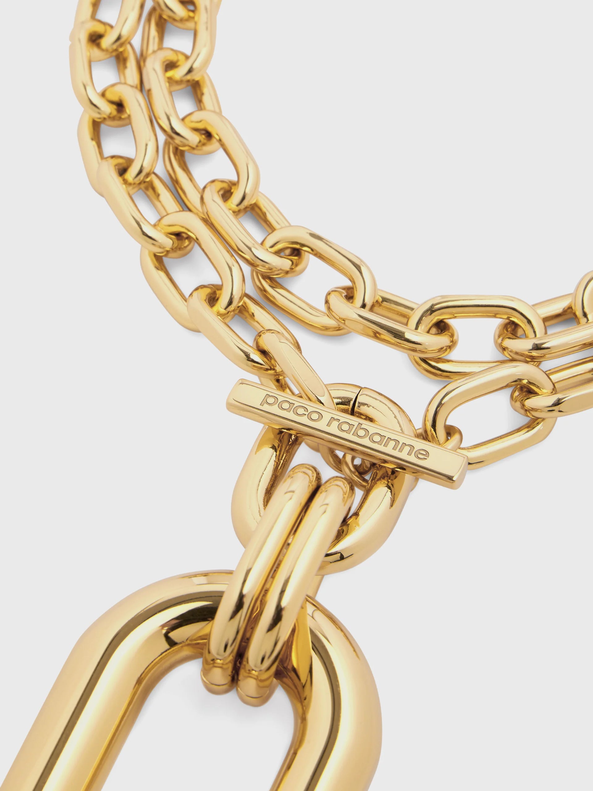 Gold double XL Link necklace with pendant – Rabanne