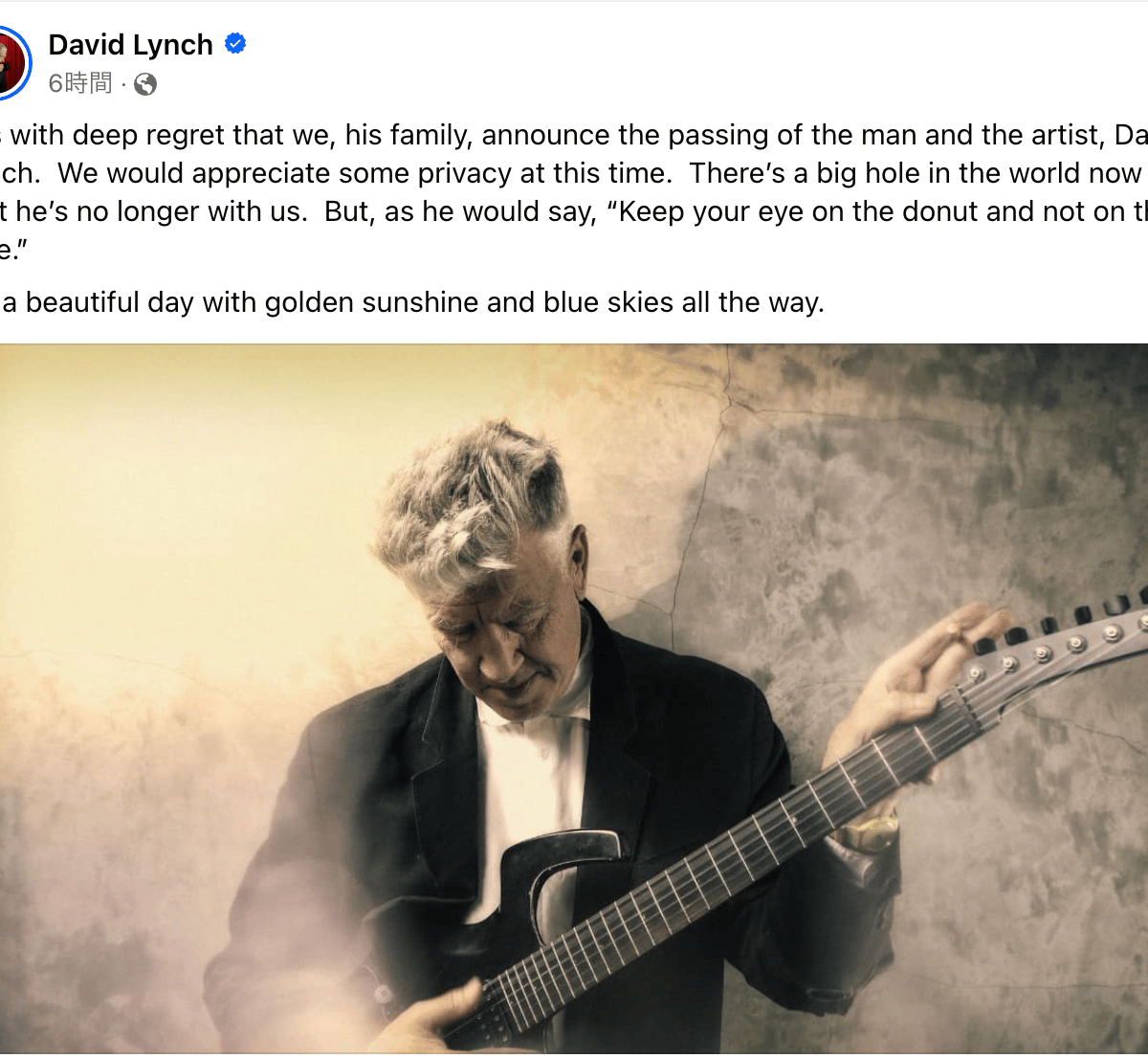 米映画監督 デヴィッド・リンチが死去、78歳で