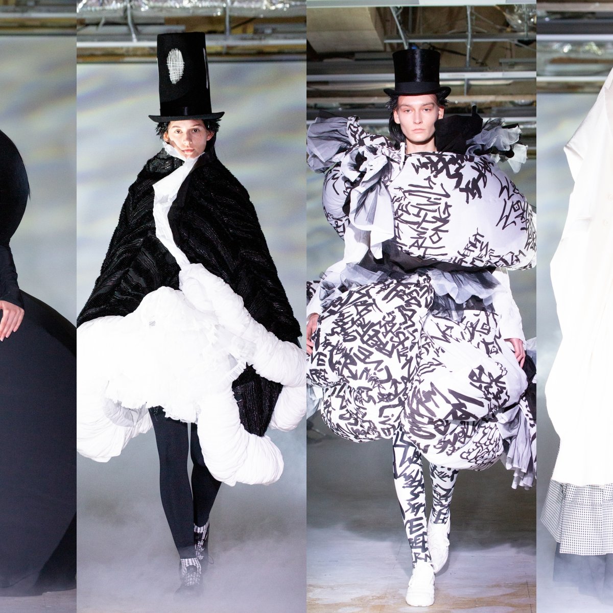 不協和音から静寂へ 「コム デ ギャルソン」21AWはモノクロームの世界