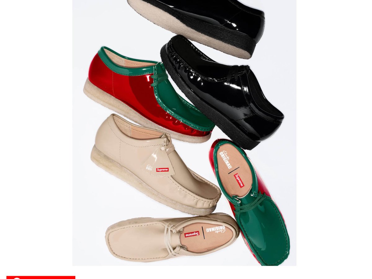 シュプリームがクラークスとのコラボワラビーを発売 エナメル加工を施