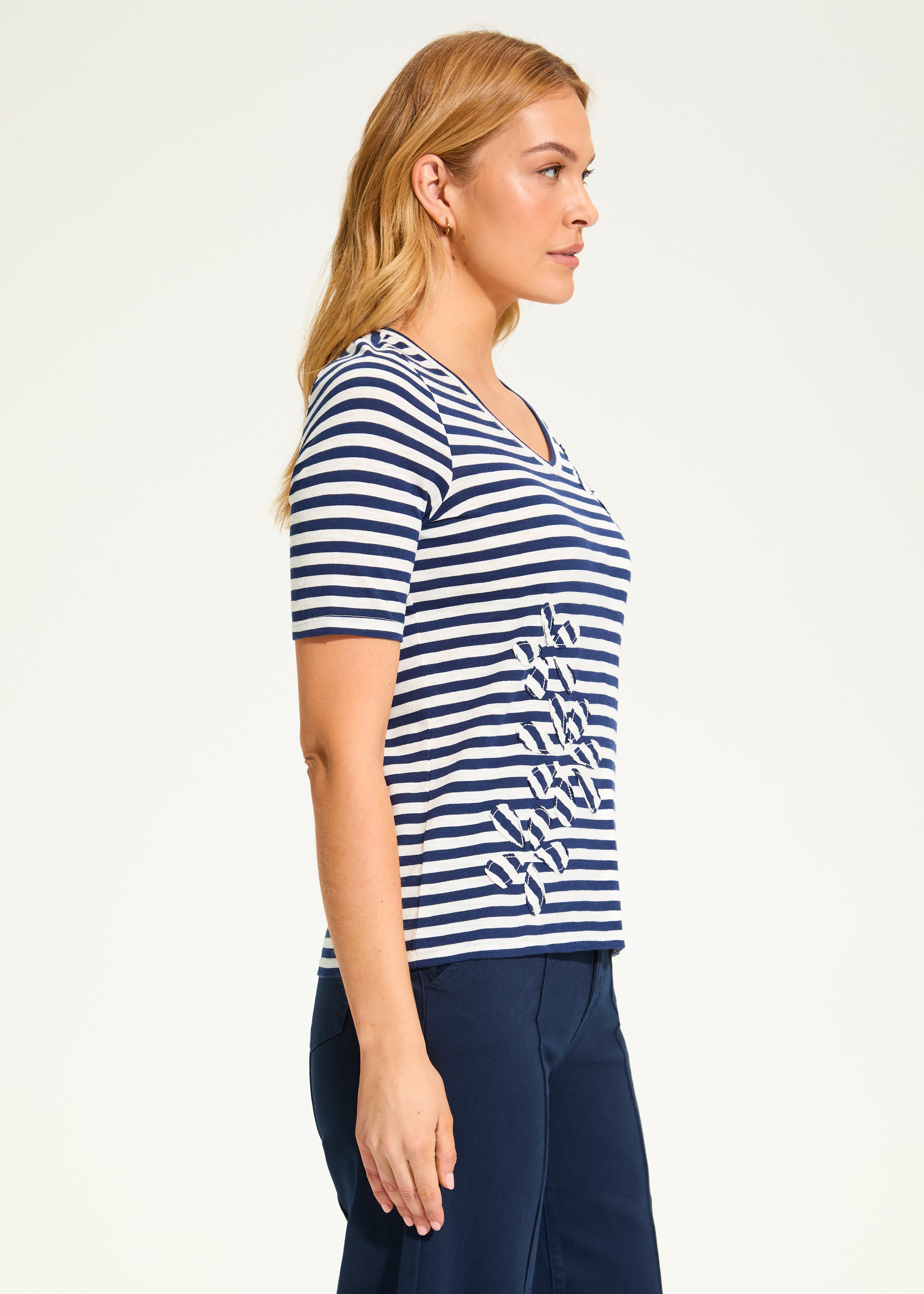 Stripe Appliqué Top, Navy/White – French Dressing Jeans Inc.
