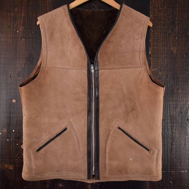 70's〜80's シープスキンムートンベスト 70年代 80年代 レザー 本革 牛
