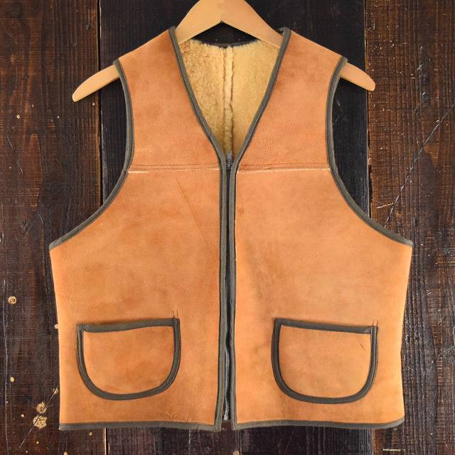 60's シープスキンムートンベスト 60年代 レザー ファー スウェード
