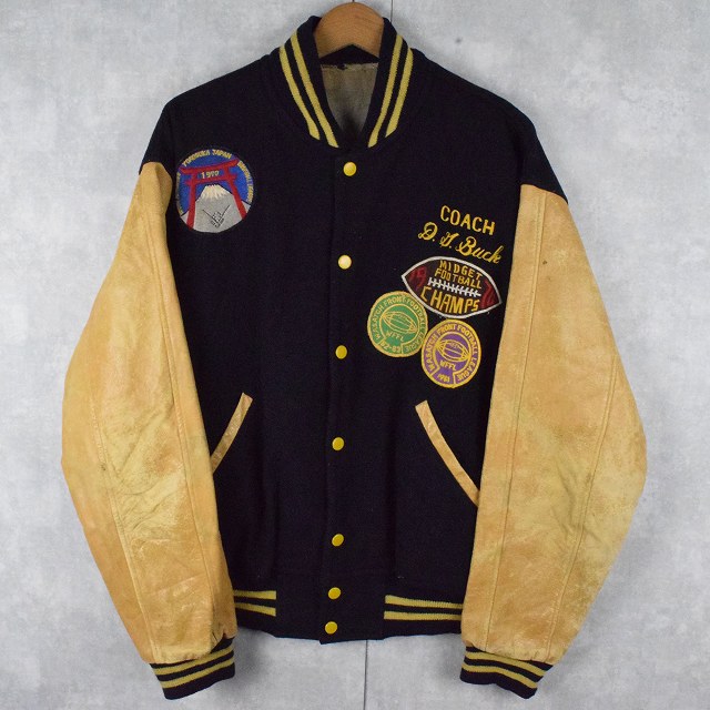 80年代 80s ウール ブルゾン アワードジャケット ネイビー