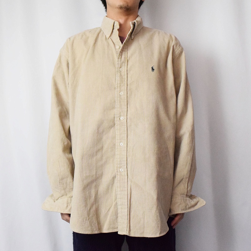 ポロラルフローレン ボタンダウンシャツ ベージュ 長袖| ビンテージ