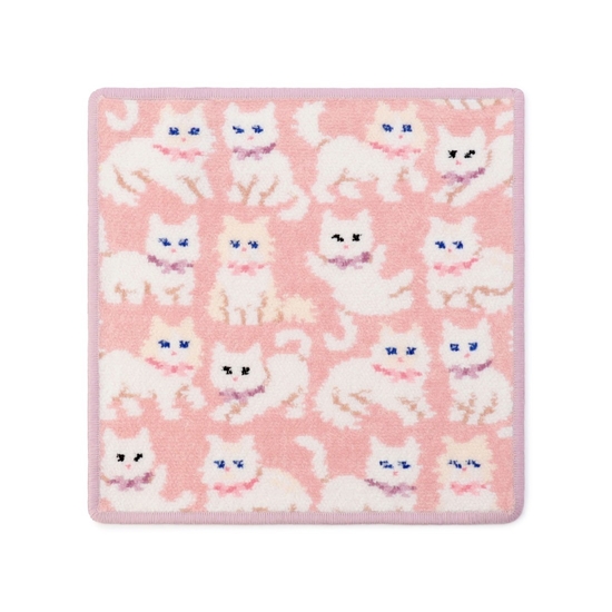 モフモフネコチャン ハンカチ(ペールピンク×ペールパープル): LOVERARY
