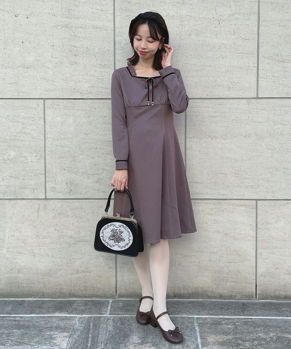 □ハイウエスト切替ベロアリボン使いワンピース/F i.n.t [48AE02j027