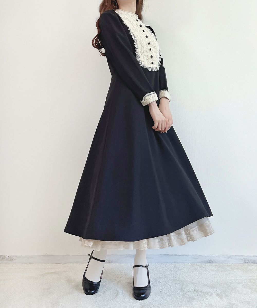 クレリックレースヨーク切替ロングワンピース/an another angelus