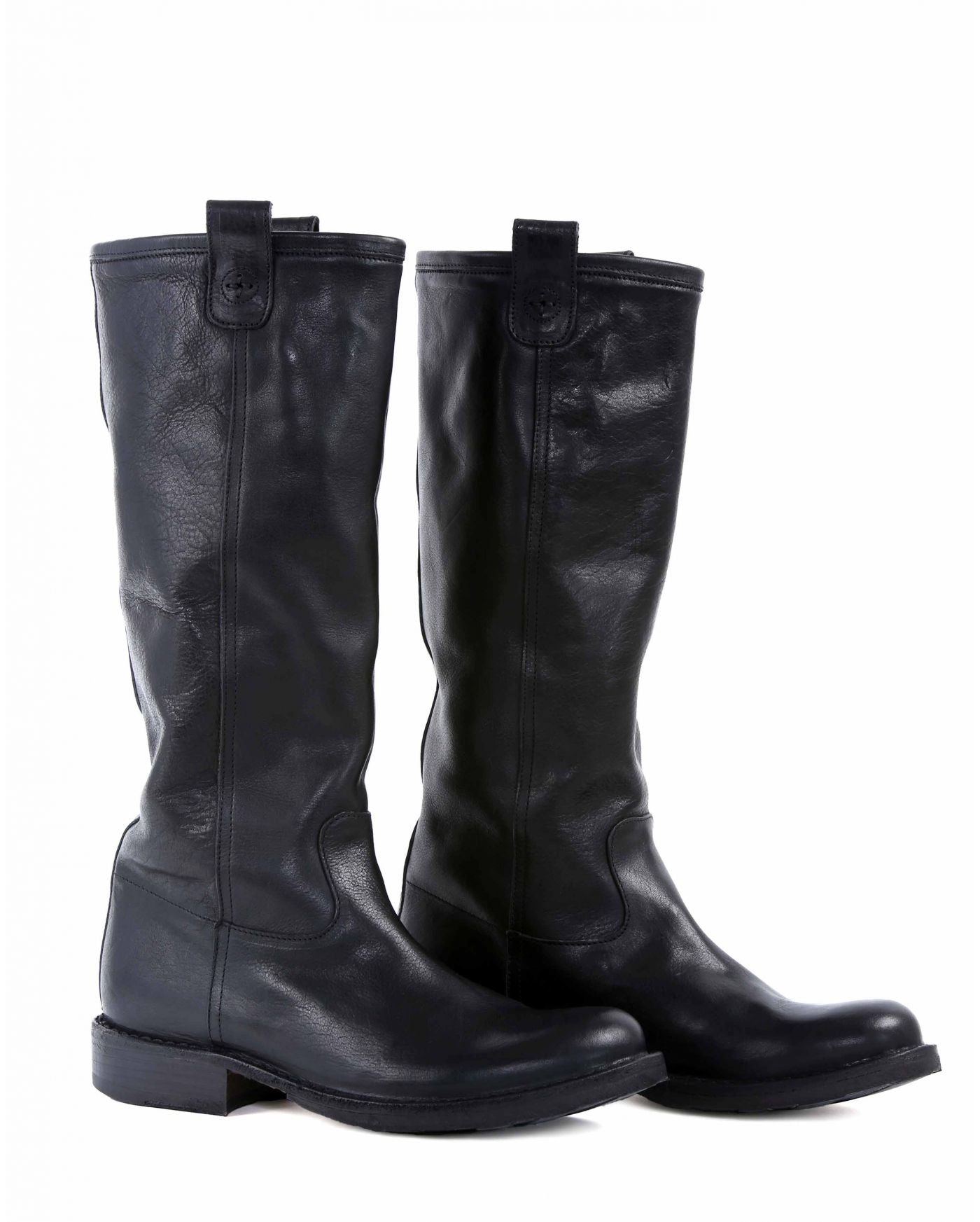 ETERNITY EFFIE Black leather pull-on tall boots – Fiorentini + Baker