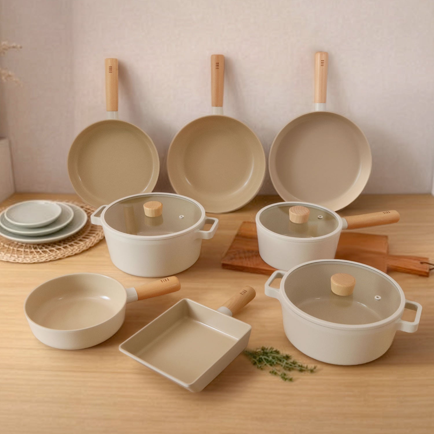 FIKA11点セット （セラミックフライパン・両手鍋・卵焼き器・片手鍋