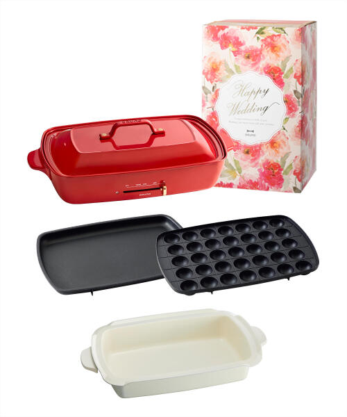 結婚祝い》ホットプレートグランデサイズ+深鍋 ギフトセット ホワイト