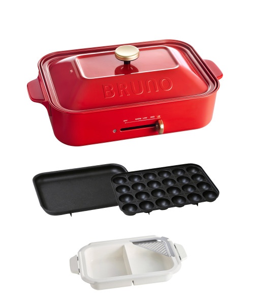 コンパクトホットプレート＋セラミックコート仕切り鍋セット ホワイト