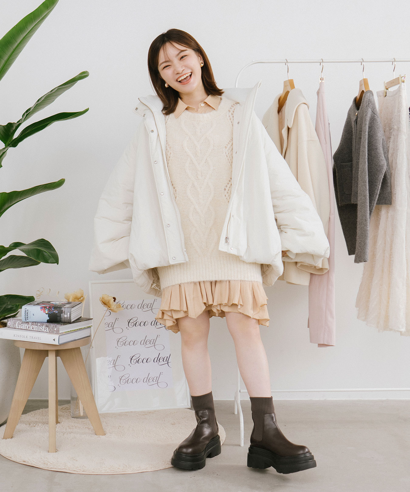 ケーブルニット×ペプラムシャツミニワンピース｜PETAL ONLINE（ペタル