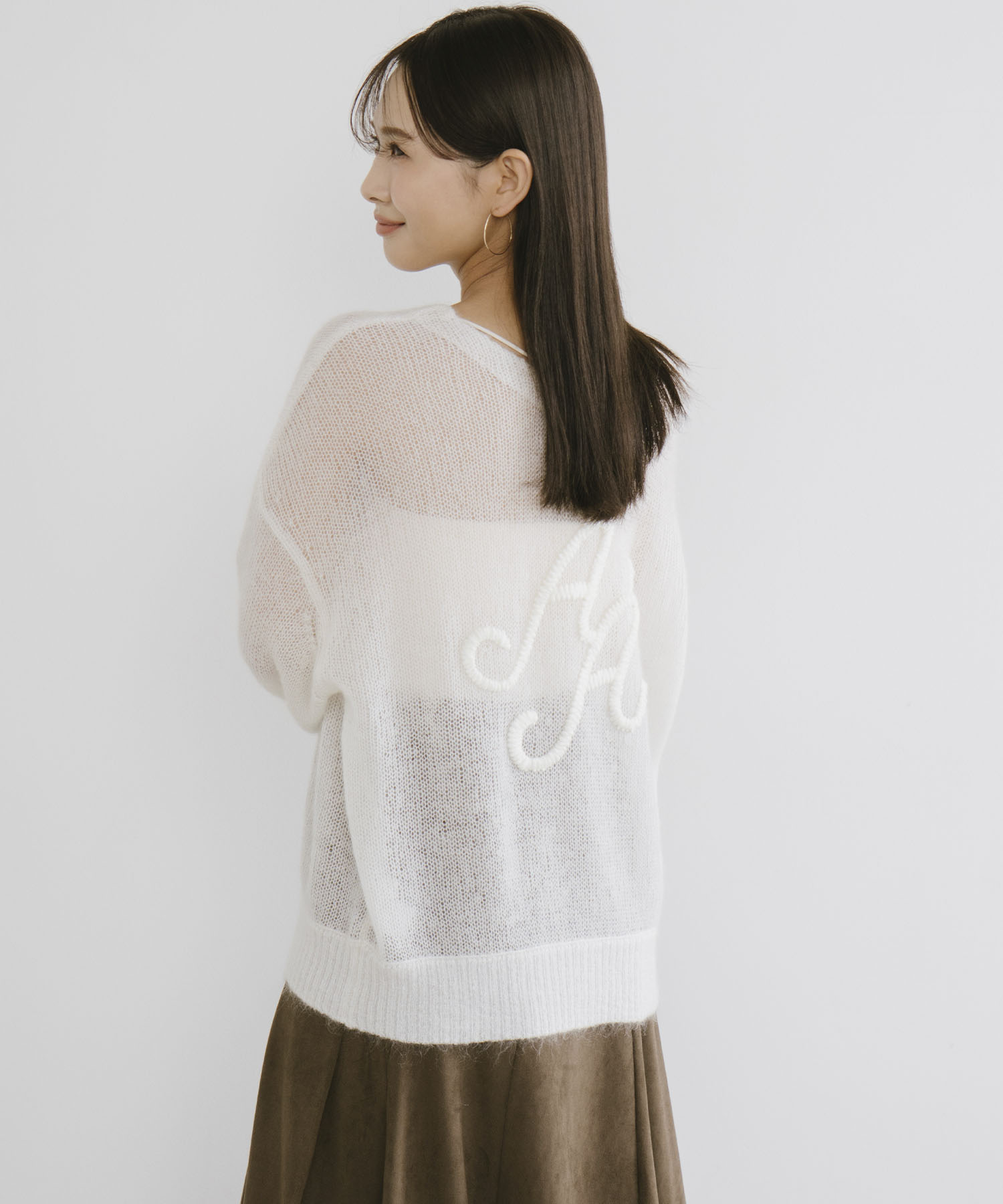 シアーモヘヤロゴ刺繍カーディガン｜PETAL ONLINE（ペタルオンライン）