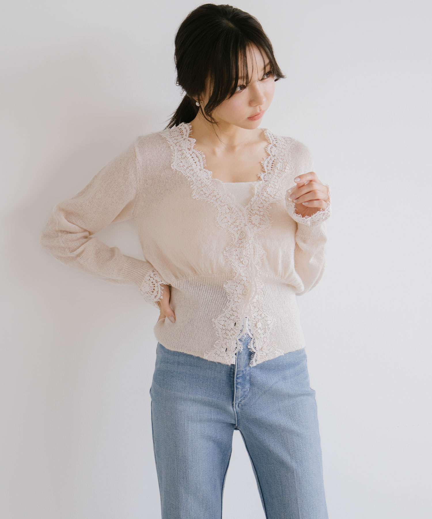 シアーモヘヤレースカーディガン｜PETAL ONLINE（ペタルオンライン）