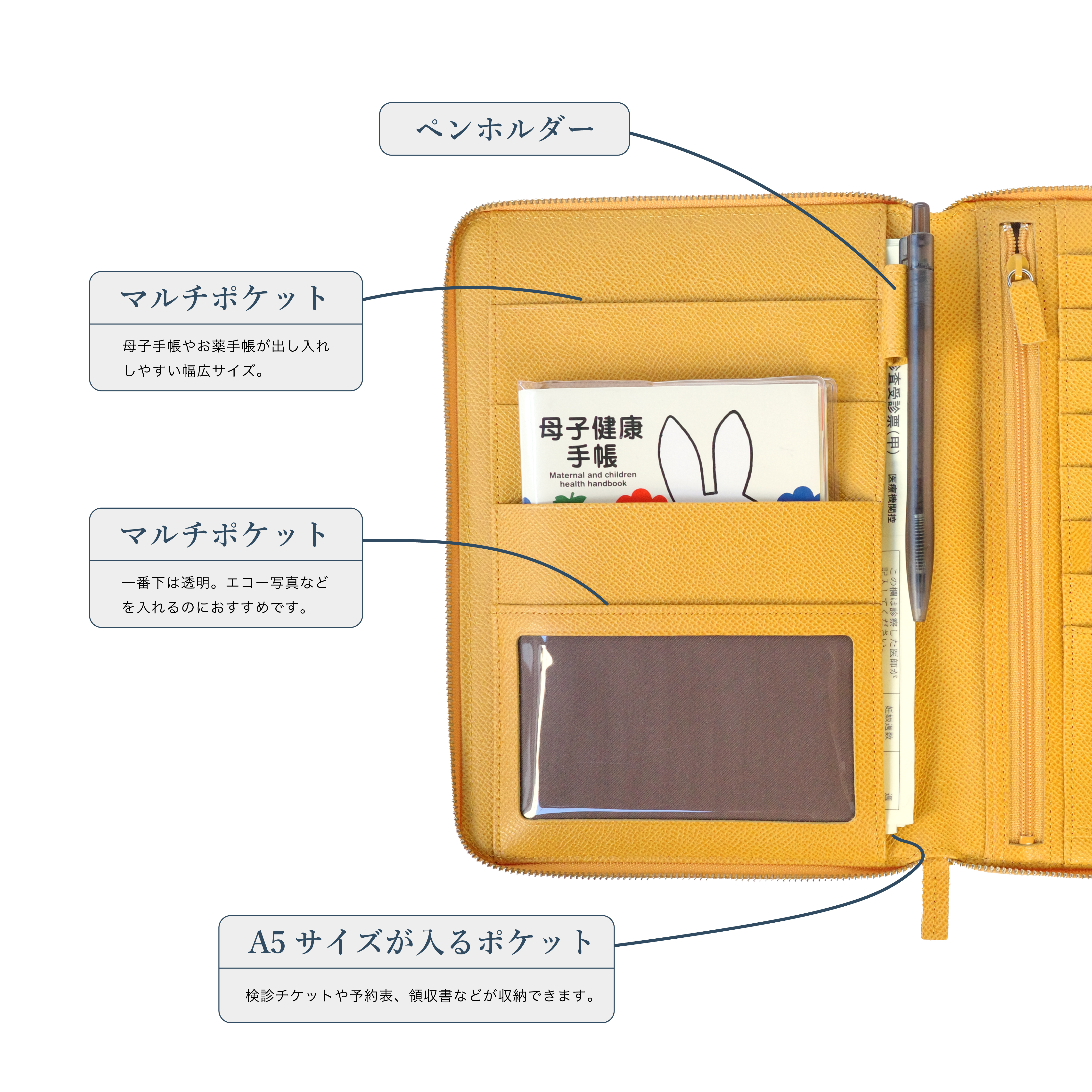 母子手帳ケース｜革財布の山藤オンラインショップ