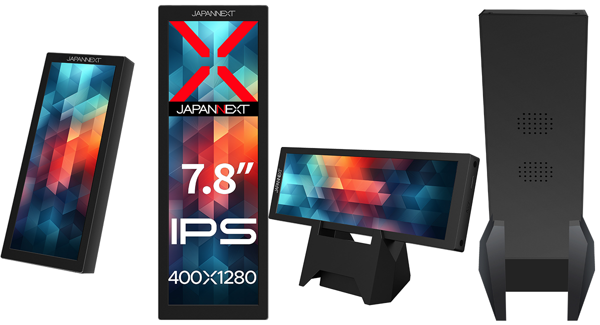 JAPANNEXTが7.8インチ IPSパネル搭載 解像度400x1280に対応した縦型の