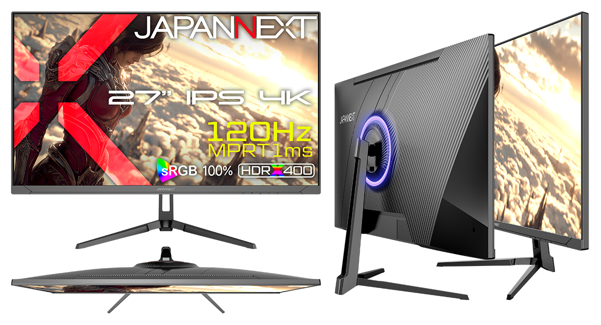 JAPANNEXTが27インチ IPSパネル搭載 120Hz/1ms対応の4Kゲーミング