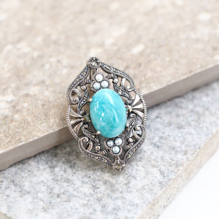 204C1030-AMZ】SV アマゾナイト ペンダントブローチ | 【碌山】公式 卸