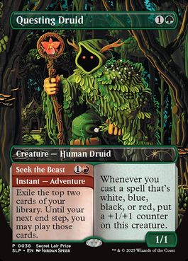 Foil】(038)□ボーダーレス□《探索するドルイド/Questing Druid》[SLP