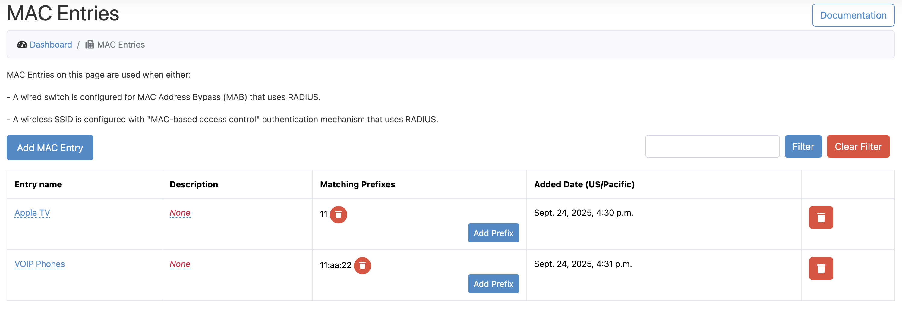 Enabling RADIUS Access via MAC Addresses