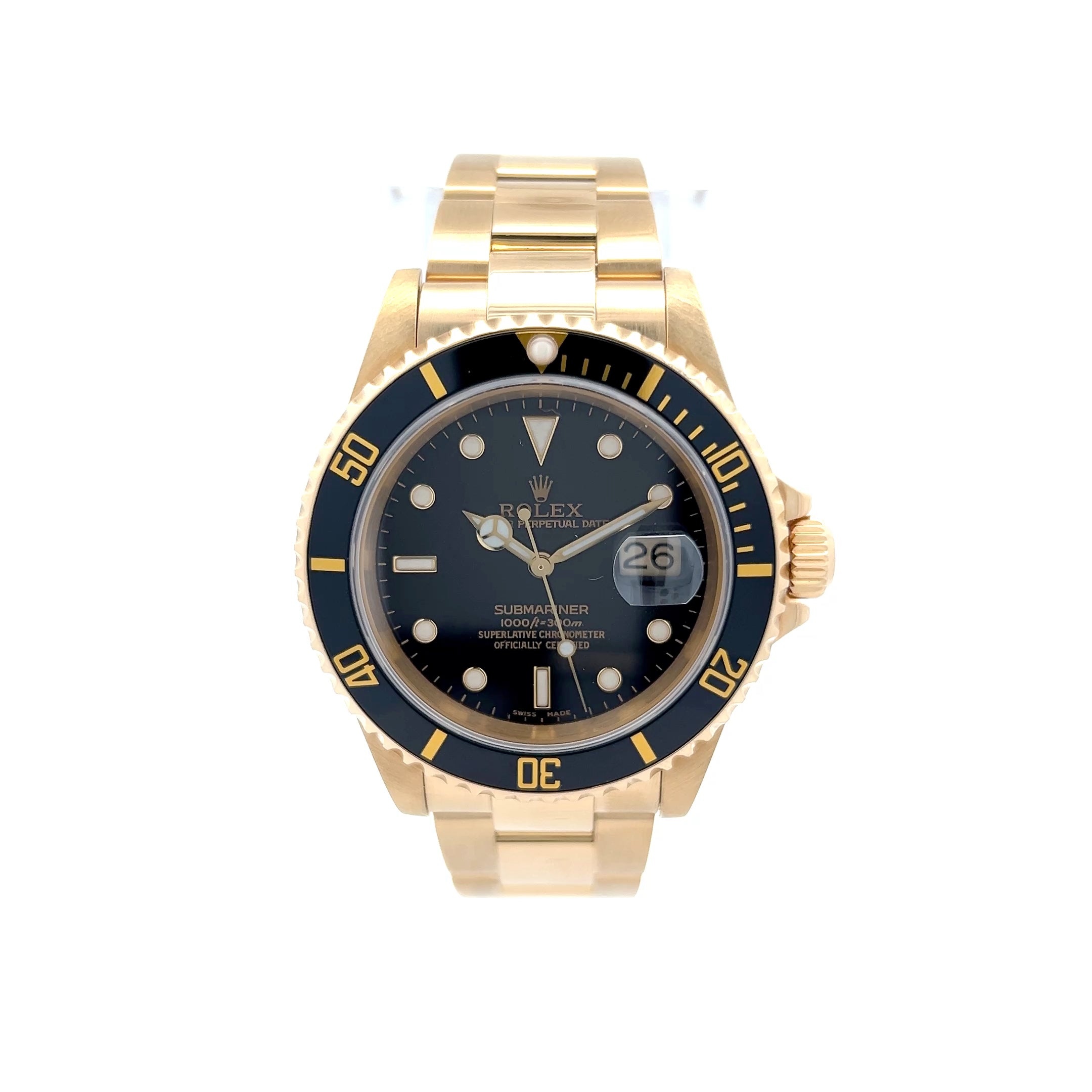 Rolex Submariner 40mm 1999 Ref 16618 in 18k Yellow Gold – Filigree