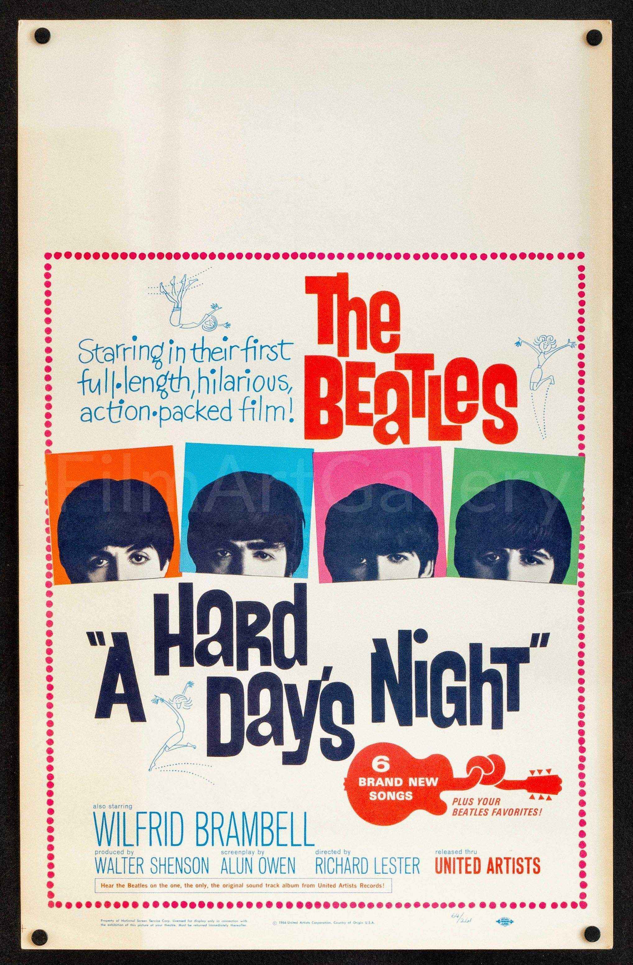 A Hard Day's Night Movie Poster 1964 Window Card (14x22)