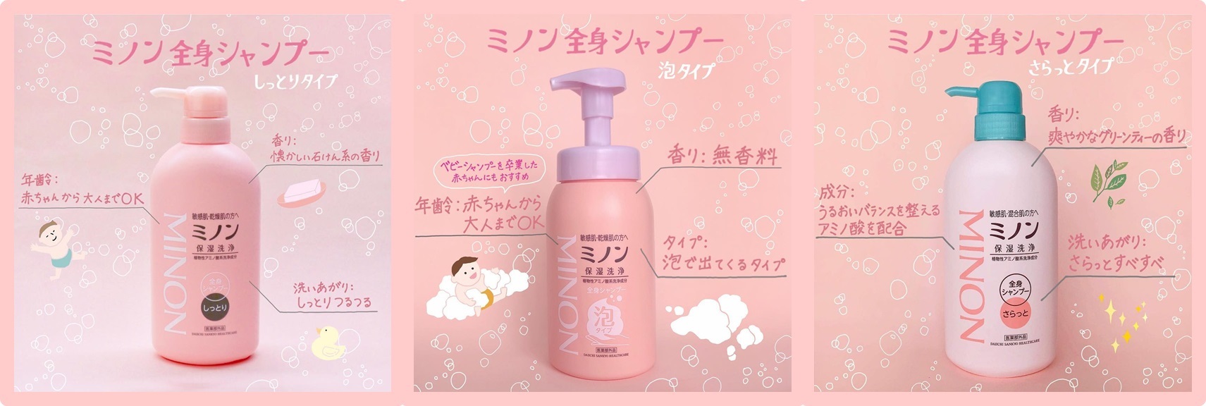 新品未開封MINONミノン 全身シャンプー 泡タイプ 全身保湿ミルク