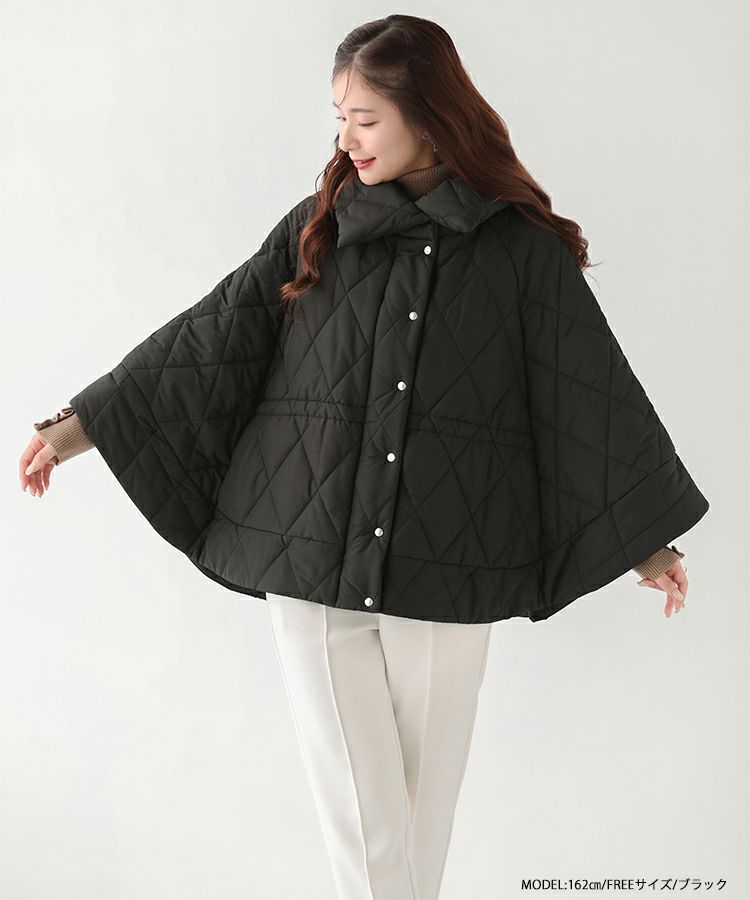 メゾンドルチェ キルティング フードコート ポンチョ ブラック maison
