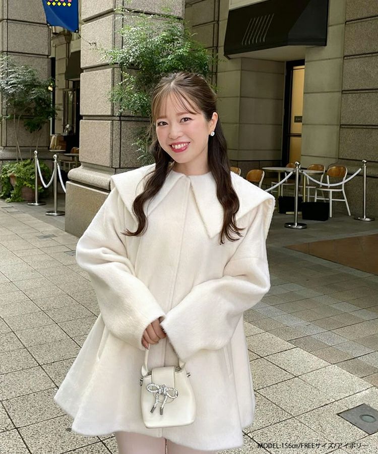 ビッグカラーウールライクシャギーコート【宅配便】 | Fit more