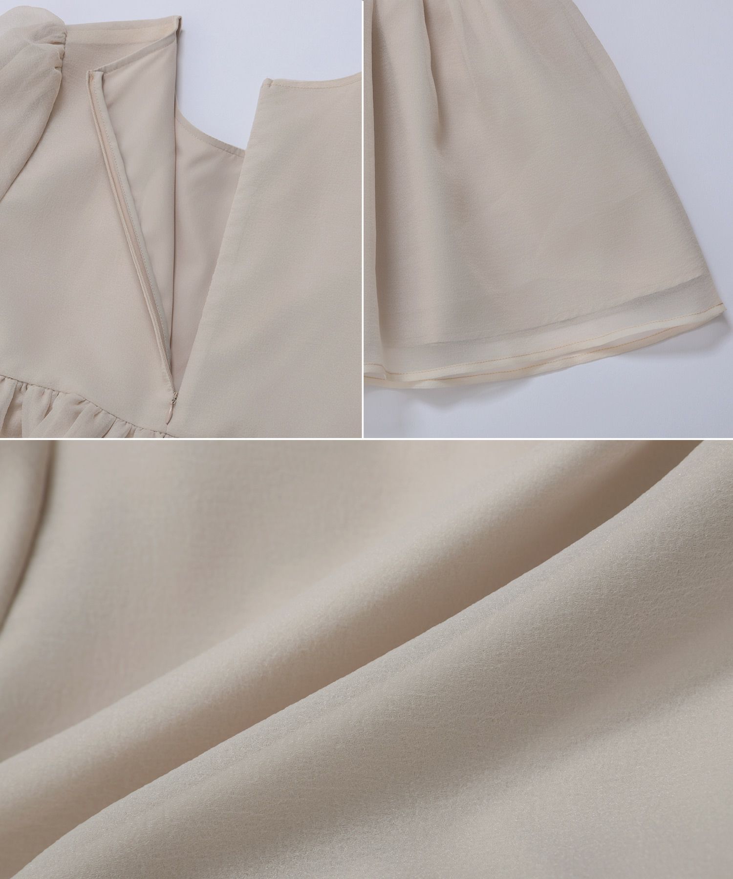 クリンクルシアーオーガンジーボリュームスリーブトップス【宅配便