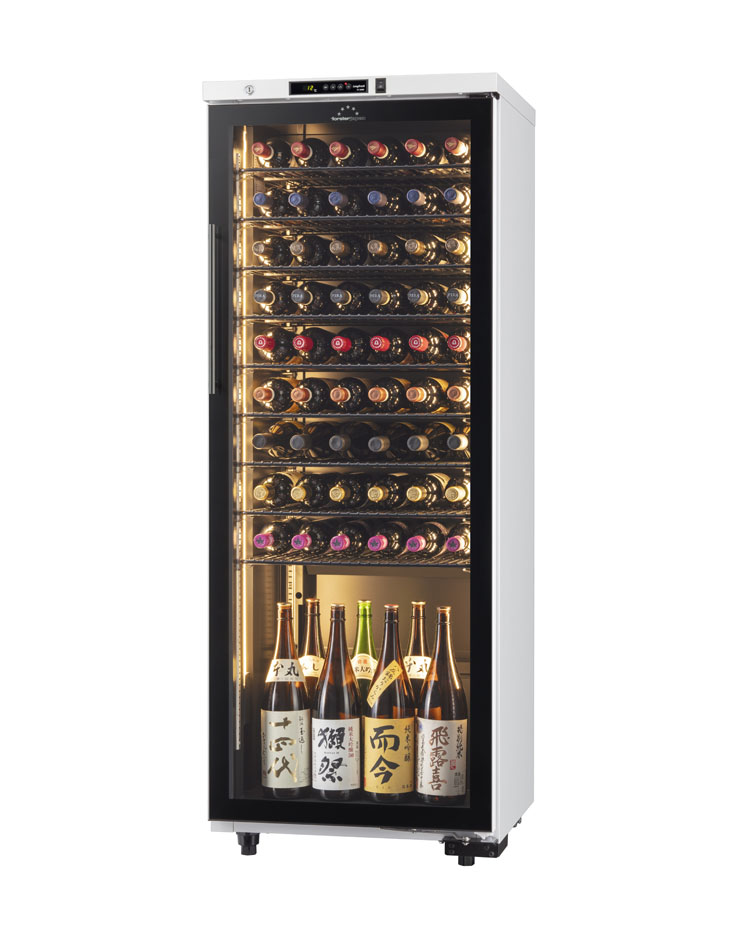 ST-209GL(WH) ロングフレッシュ セラー [ガラス扉/左開き/74本収納