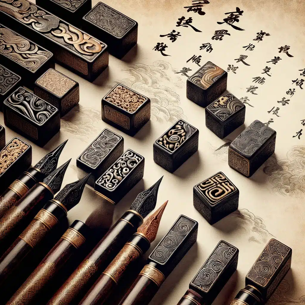 D157*中国書画墨* 小五老図古墨 ⁄未使用 ⁄