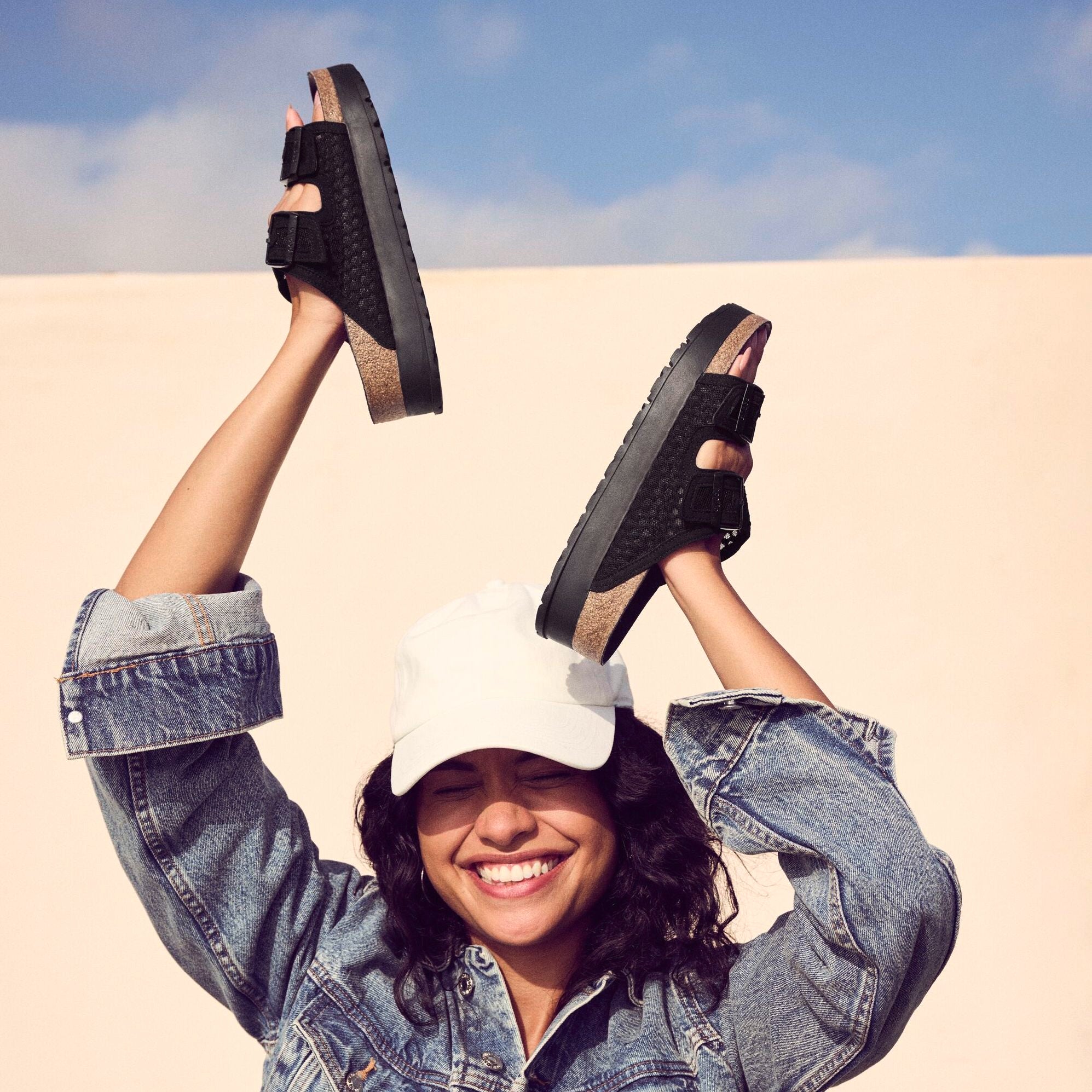 Papillio Arizona Platform black mesh lace by Birkenstock