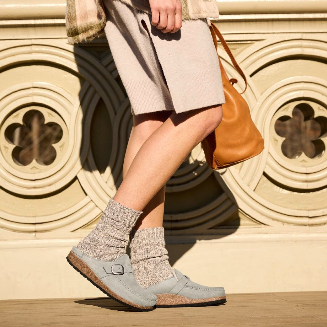 Birkenstock Buckley Shearling stone coin suede/natural shearling