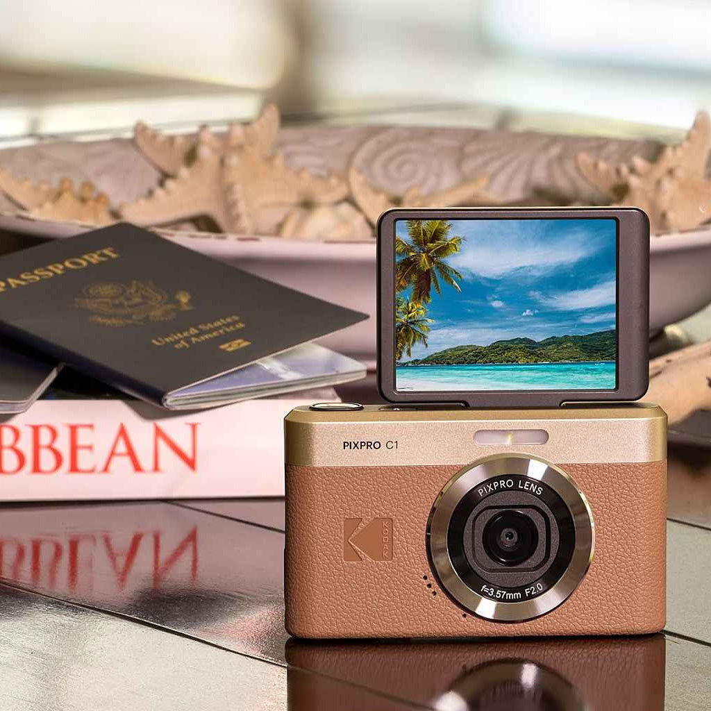 KODAK PIXPRO C1 13MP Digital Camera (Brown) with MicroSD Card and