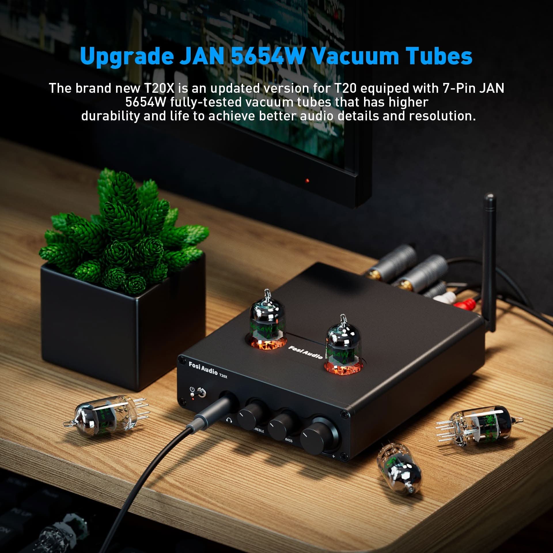 Fosi Audio T20X Bluetooth 5.0 Headphone & Tube Amp Receiver