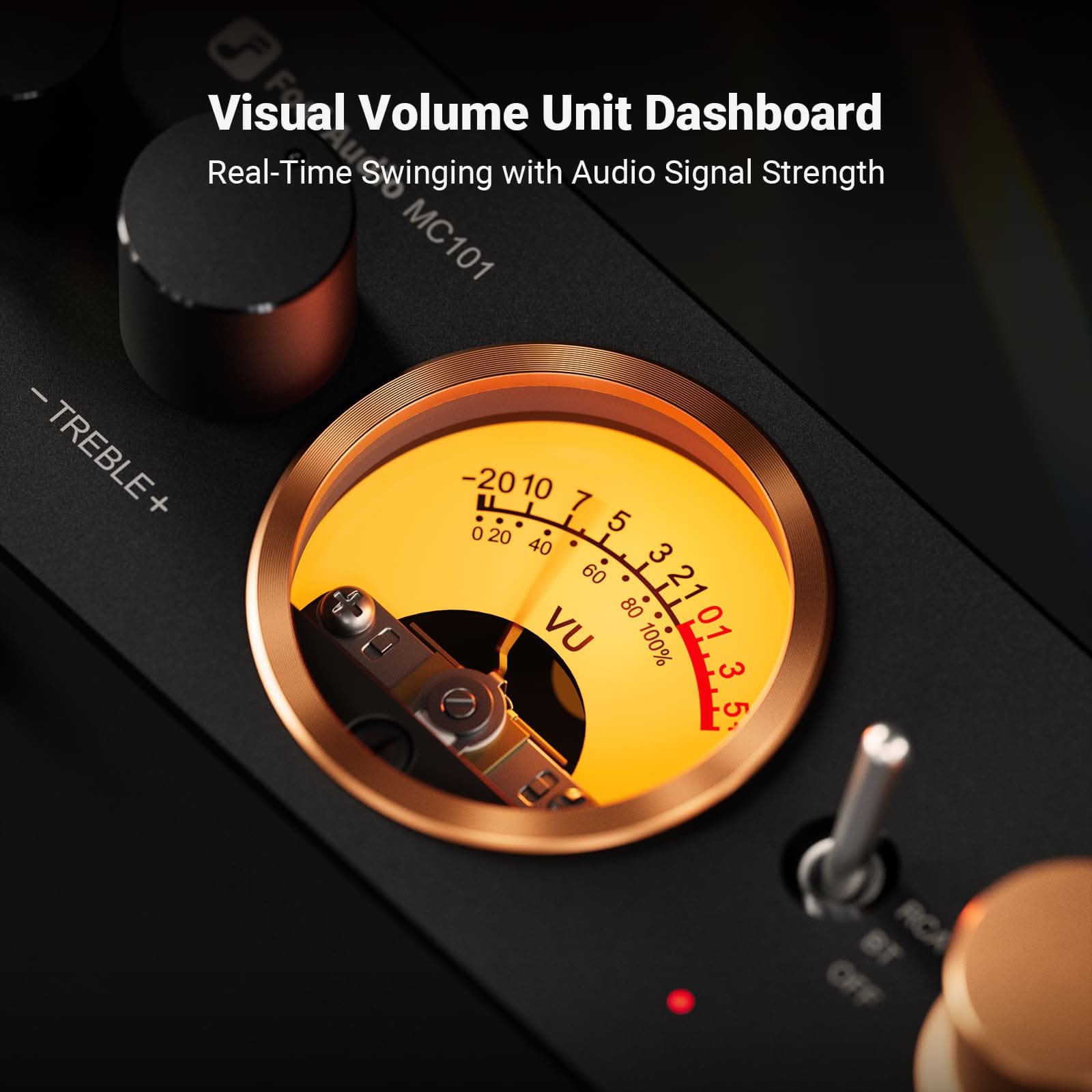 Fosi Audio MC101 Bluetooth Stereo Amplifier with VU Meter