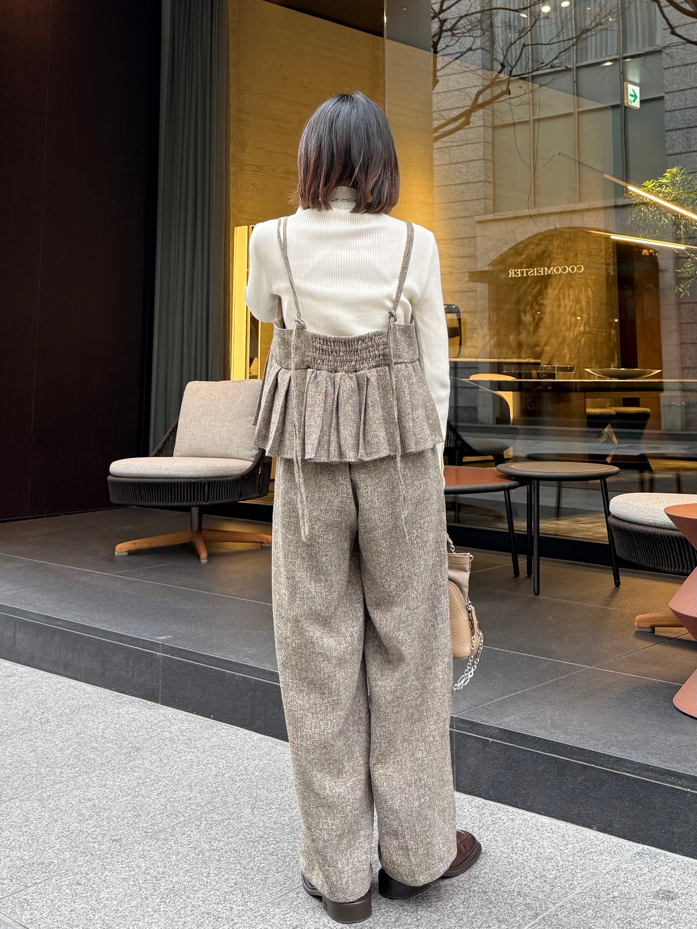 予約】サマーツイードタックパンツ / ブラウン(3月下旬発送予定) – fosie