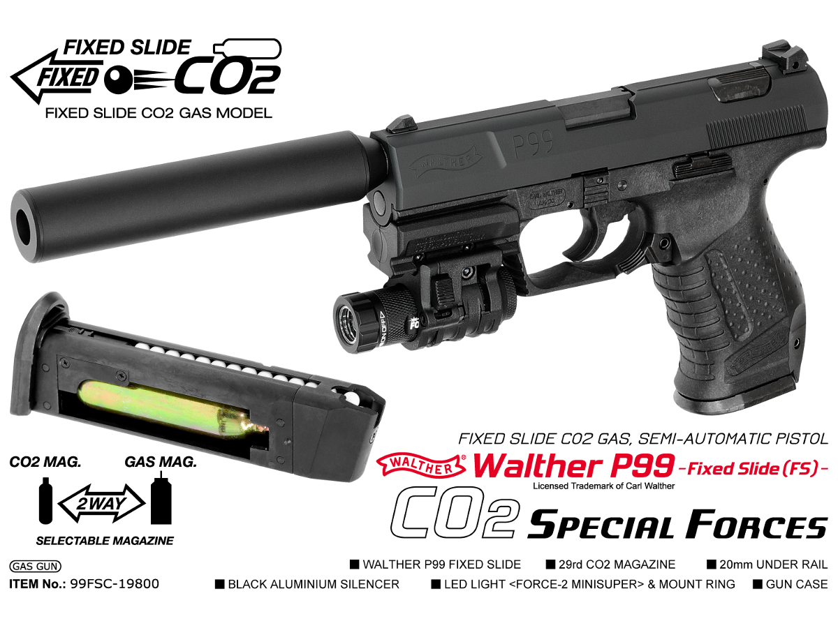 マルゼン: 固定スライドCO2ガスガン ワルサーP99FS スペシャルフォース