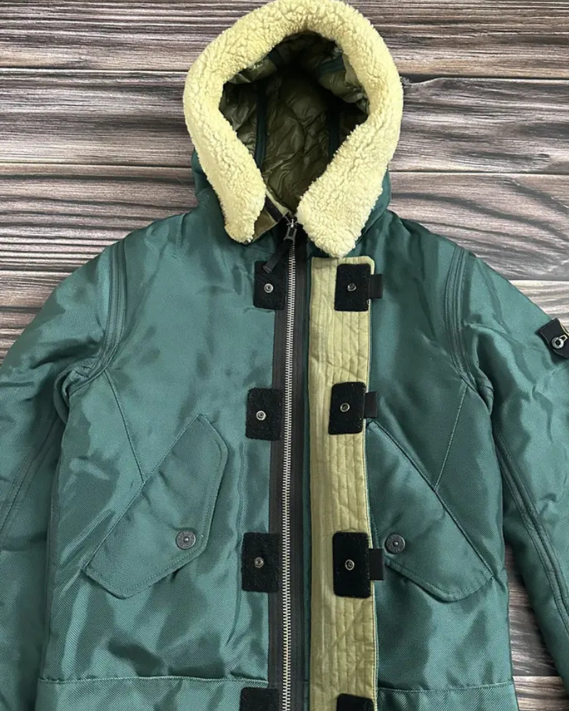 Stone Island Oxford Nylon N3-b Sheepskin Hooded Jacket