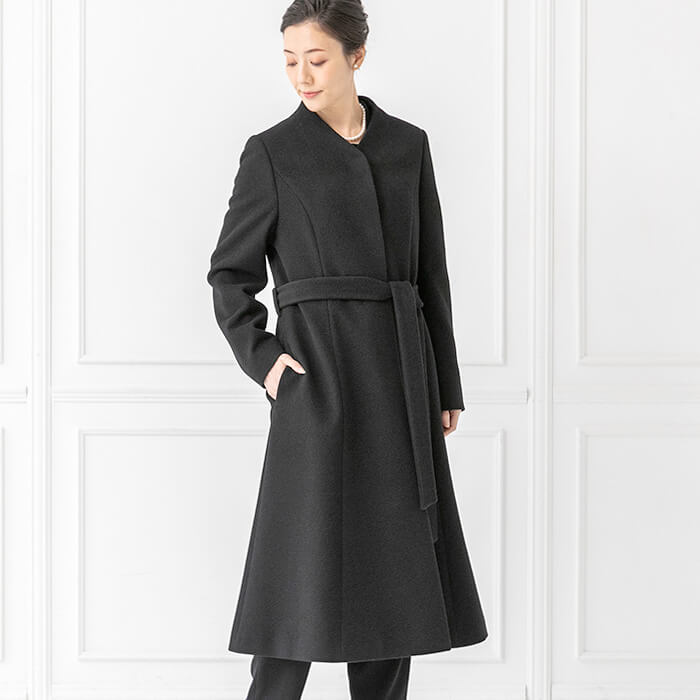 ウール100％のロングコート 5号・ブラック｜東京ソワールオンラインストア